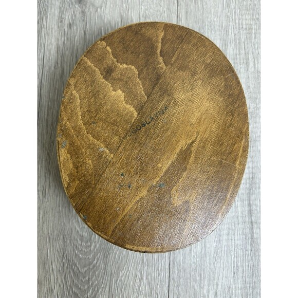 Vintage Wooden Box Oval Shape Hand Painted Floral Lid Made In Yugoslavia - Picture 9 of 13